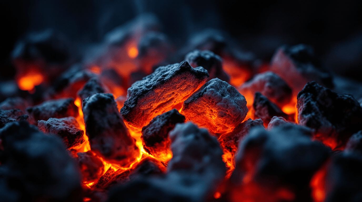 Glowing embers in a parrilla at dusk, Cabo San Lucas